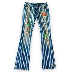 People of Peace Vintage Embroidered Peacock Jeans Size 25 Low Rise